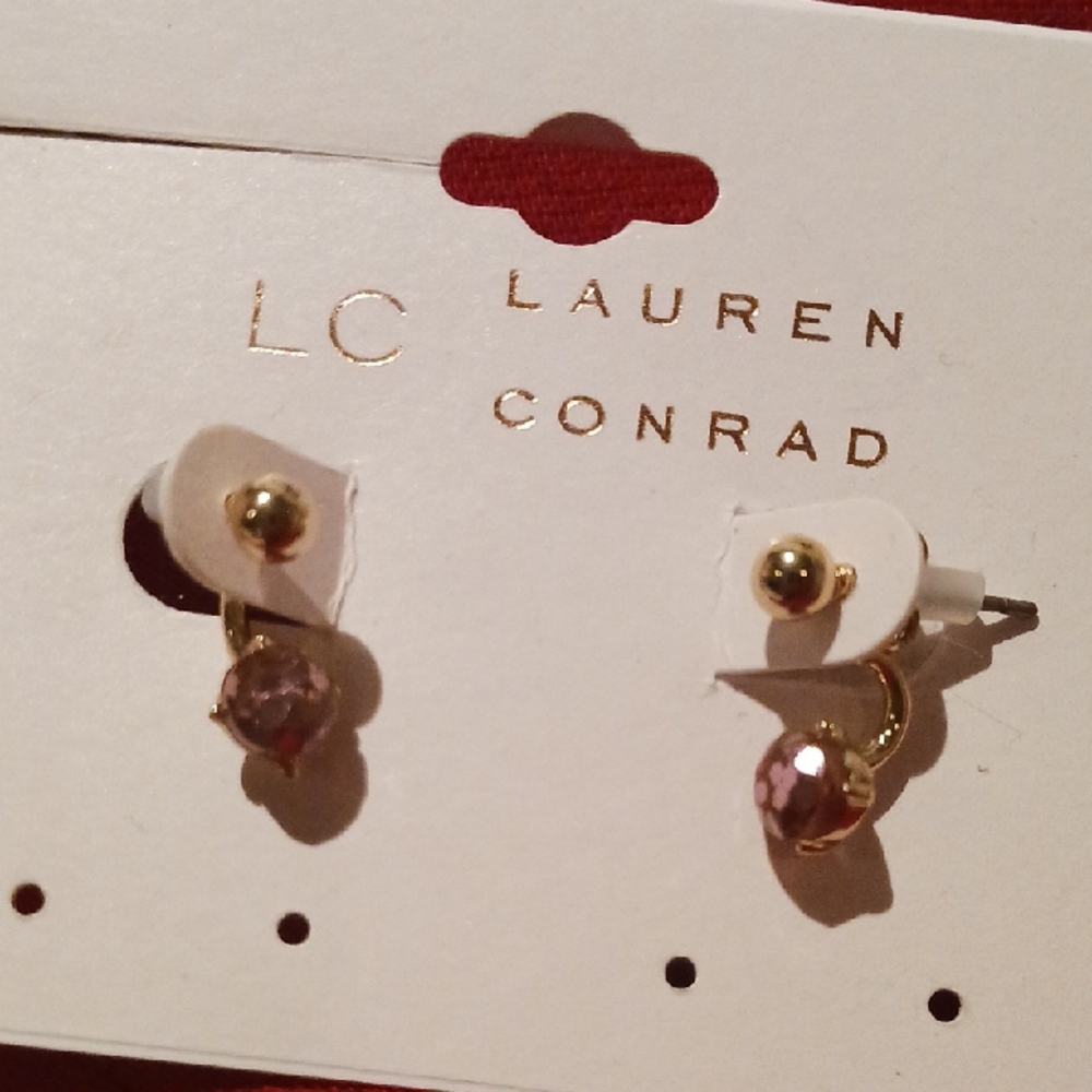 LC Lauren Conrad Gold and Pink Earrings